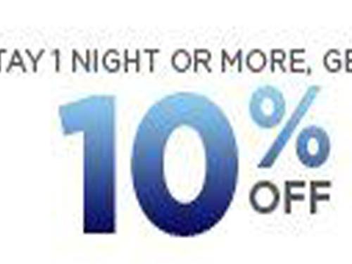 Stay 1 Night or More, Get 10% Off
