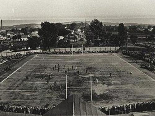 The outside gate of City Stadium, where the Green Bay Packers played  football from 1925-1956, n …